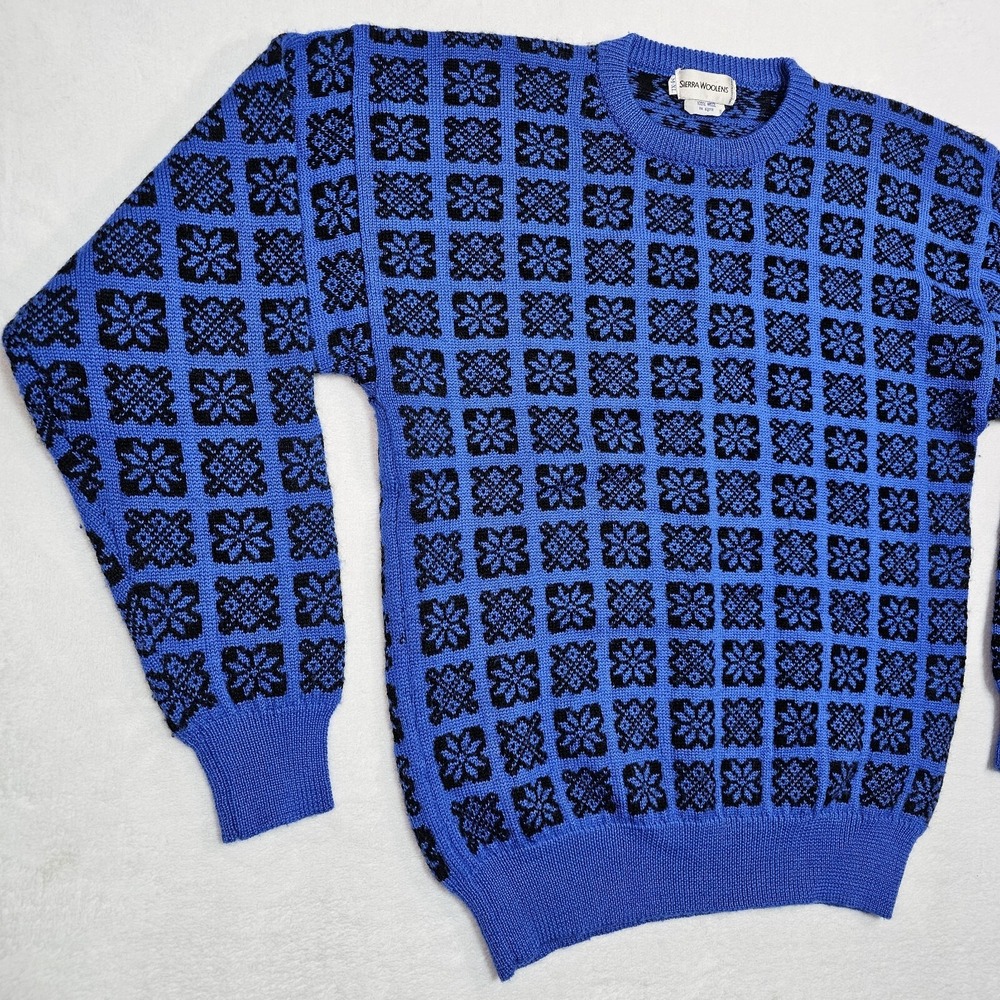 Vtg Sierra Woolens Pullover Sweater Men XL 100% Wool Ski Snowflake Knit Pullover - Picture 3 of 9
